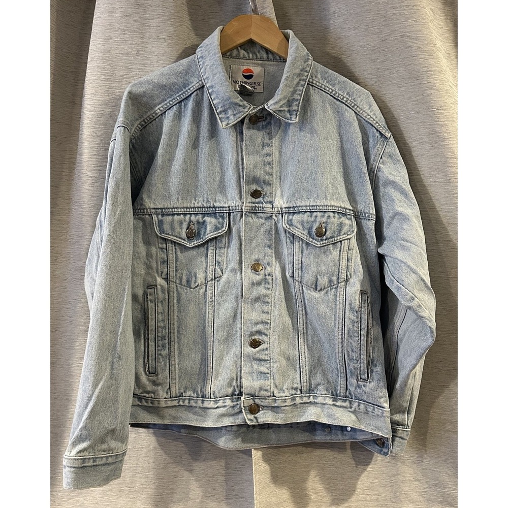 Vintage‎ Nothing Else Is A Pepsi Cola Jean Denim Trucker Jacket Adult M *STAINS*